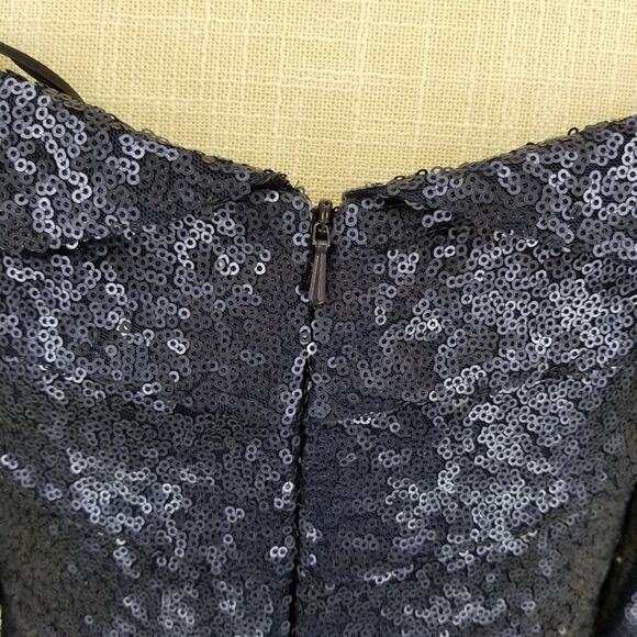 Rene Ruiz Collection Evening Dress 4 Sequins Off The Shoulder Column Navy Blue - Picture 11 of 16